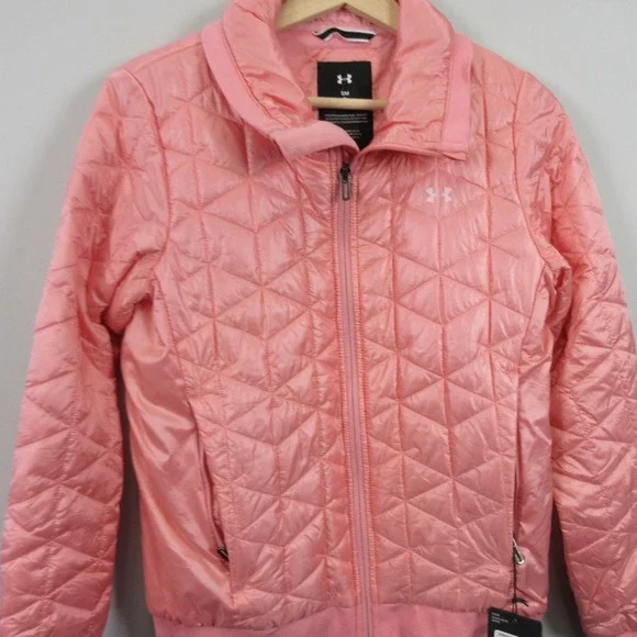 Under Armour Womens ColdGear Reactor Jacket Pink Quilted Full Zip S Coat - Picture 4 of 12